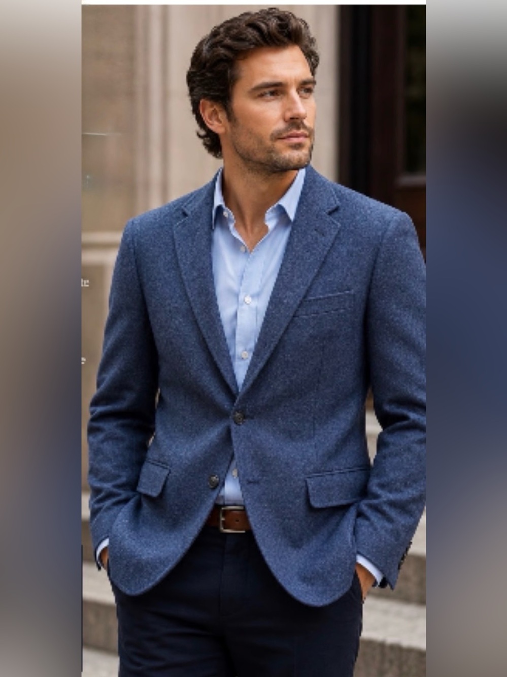 The J.Crew Men's Blue Wool Ludlow Blazer Suede Elbow Patches Size 38 S